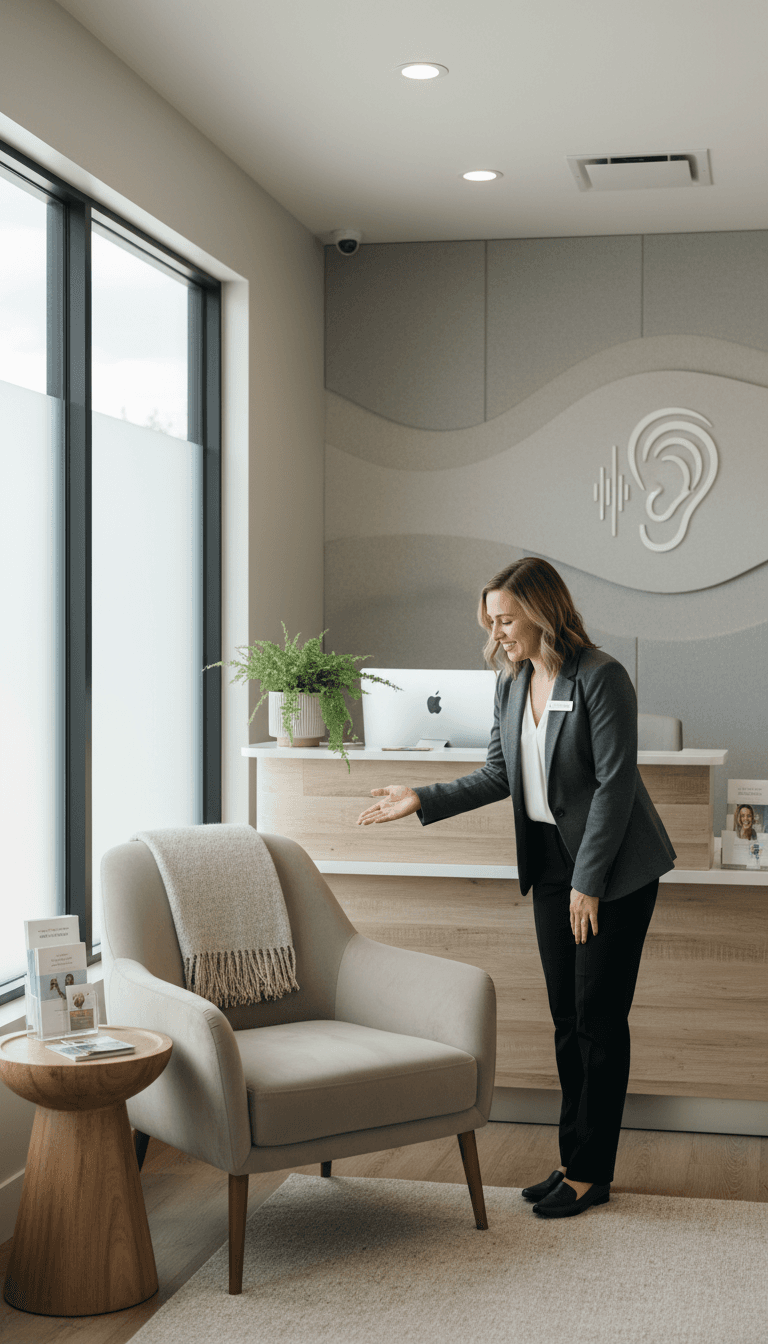 Welcoming reception area at Pinnacle Hearing Healthcare