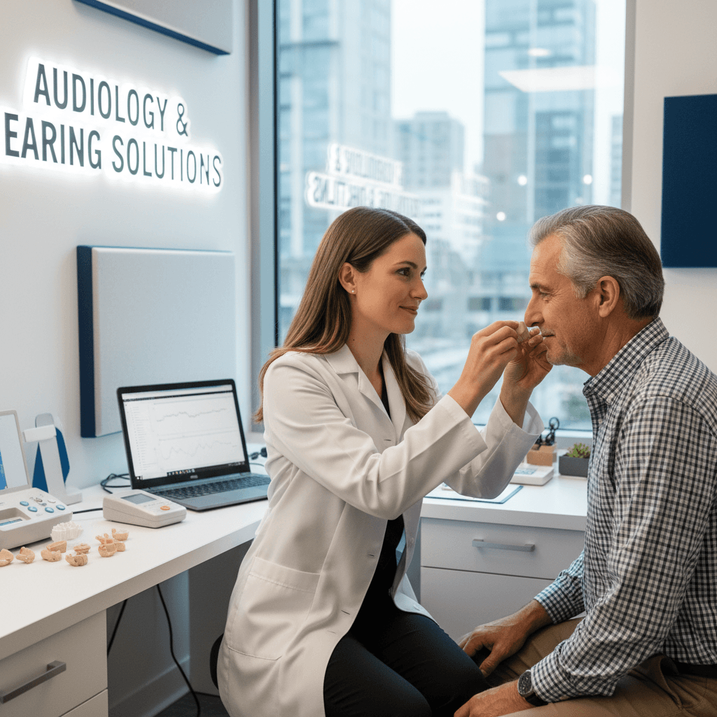 Professional hearing aid fitting appointment
