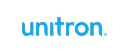 Unitron logo featuring light blue lowercase text in a rounded font on a white background.
